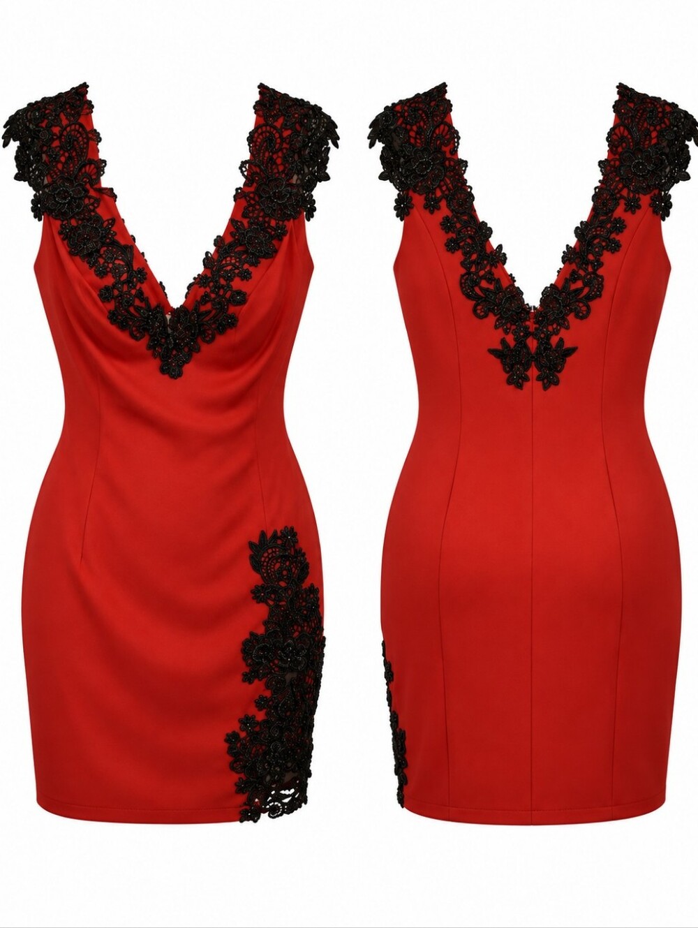 Romantic Goth Red Black Beaded Lace Mini Dress S Johnathan Kayne Homecoming